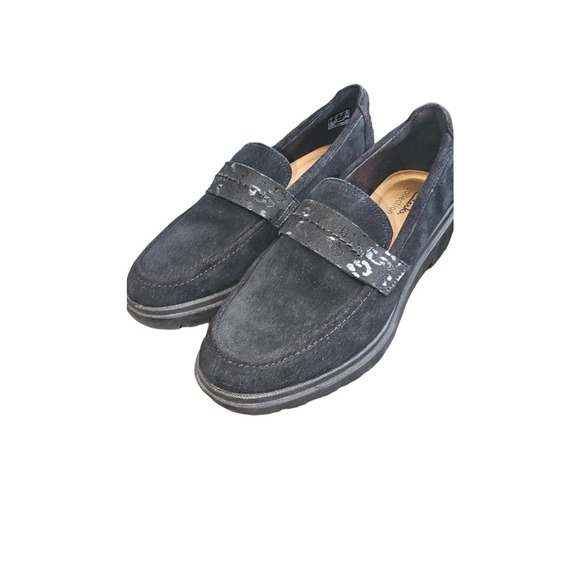 Clarks Shoes - Clarks Women’s Calla Ease, Black Suede Slip-On Loafers, Size‎ 9.5